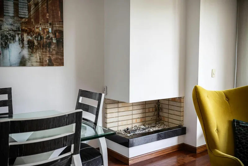 Contemporary living room with gas fireplace