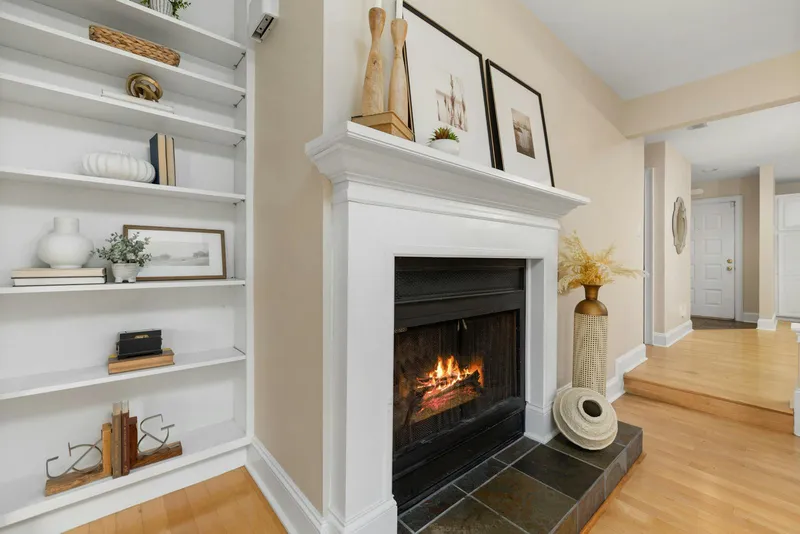 Elegant living room with fireplace ready for gas insert